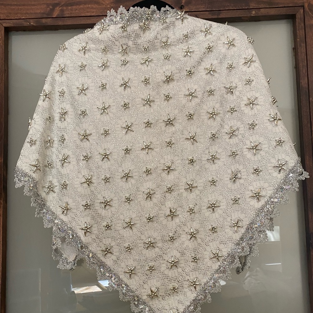 NWT Bridal Fancy handmade beaded flower scarf wrap